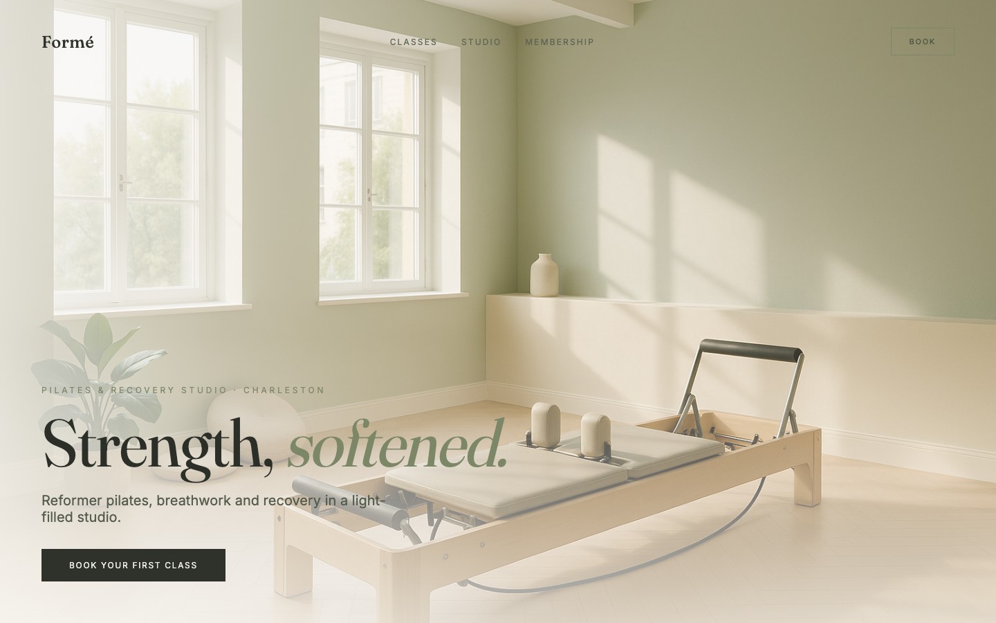 Pilates studio website — example design